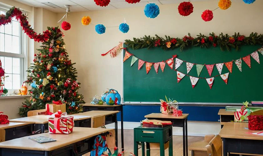 Trang trí tường Giáng sinh ở lớp học xinh tươi