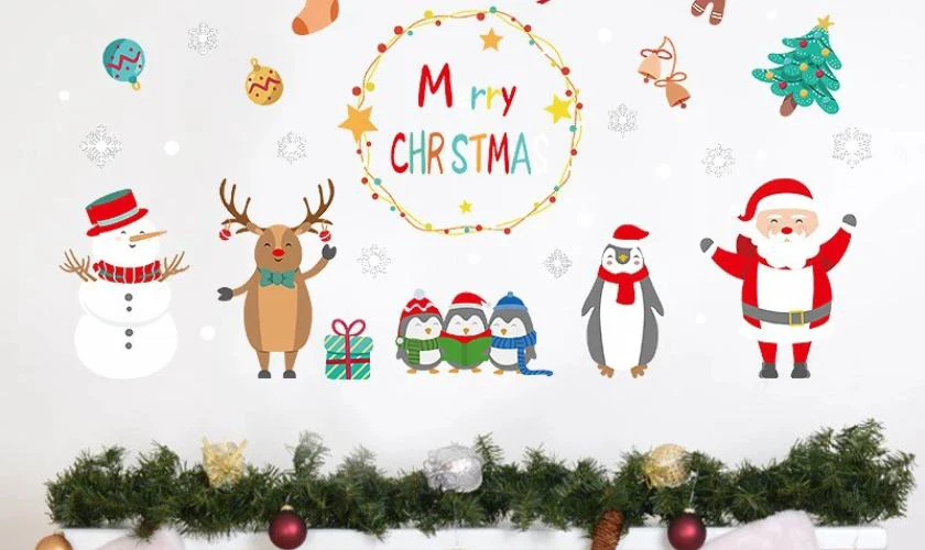 Decor Noel bằng decal dán tường