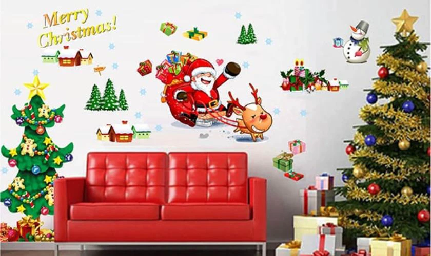 Trang trí tường Noel bằng decal dán tường đẹp