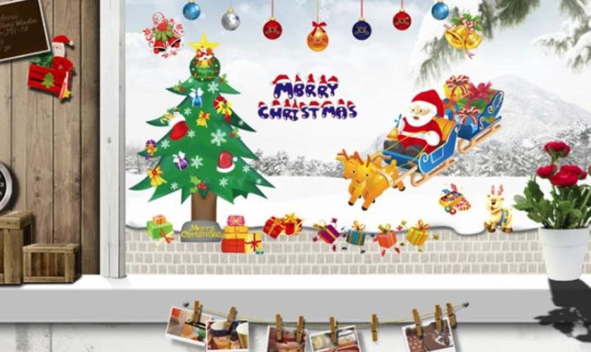 Trang trí tường Noel bằng decal dán tường ấn tượng