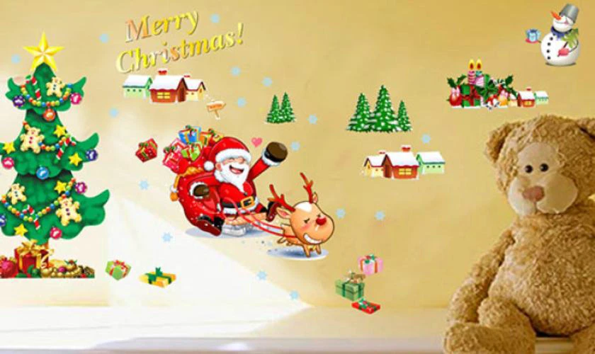 Decor Noel bằng decal dán tường huyền ảo