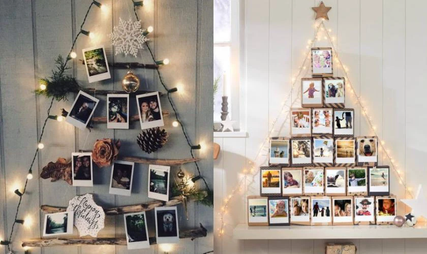 Trang trí tường Noel bằng khung ảnh kỉ niệm