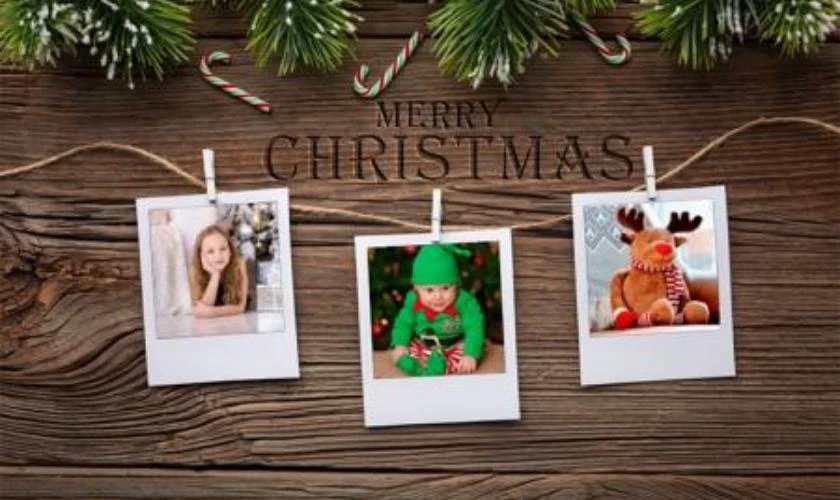 Trang trí tường Noel bằng khung ảnh kỉ niệm ấn tượng