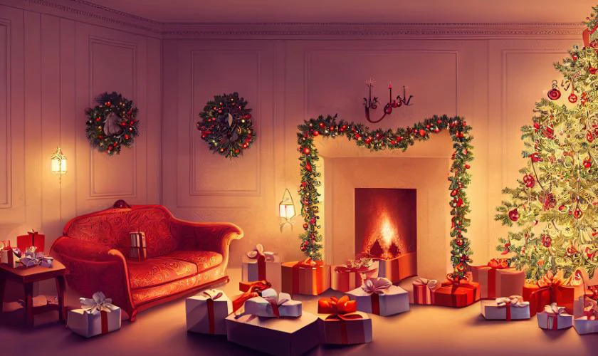Trang trí tường Giáng sinh tại nhà ấm áp