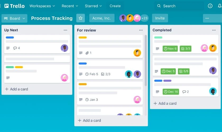 Trello giúp bạn quản lý các dự án học tập theo tiến độ hoặc khi làm việc nhóm