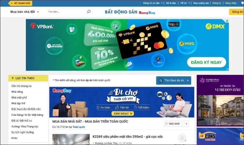 Rongbay.com - Trang rao vặt, đăng tin cho thuê phòng trọ