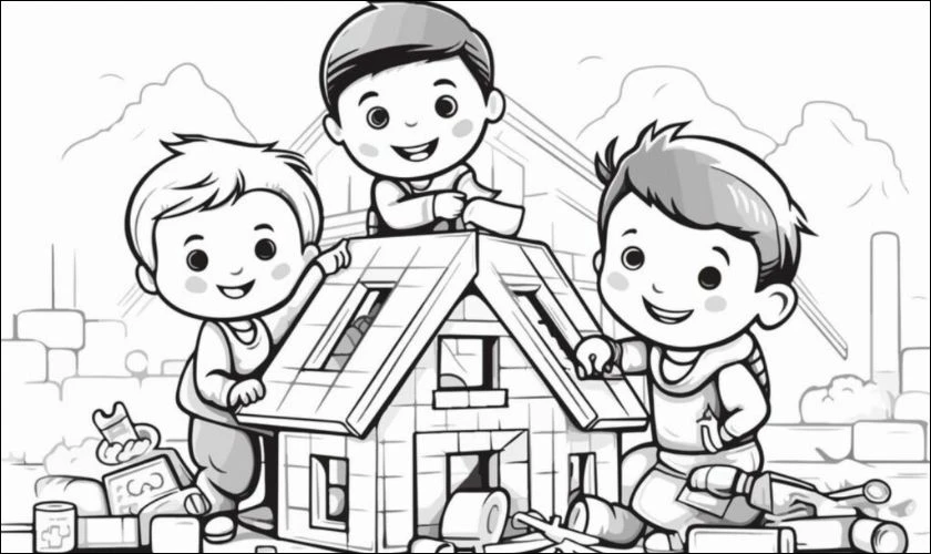 Tranh tô màu 30/4 chủ đề trẻ em