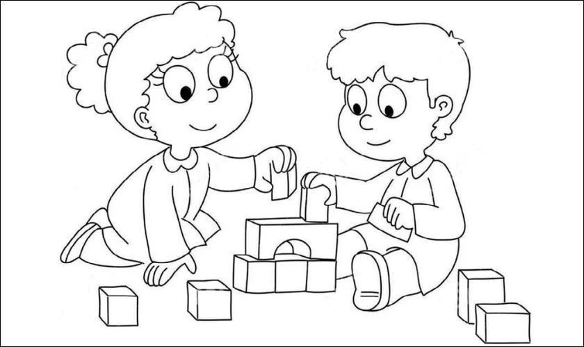 Tranh tô màu 30/4 chủ đề trẻ con