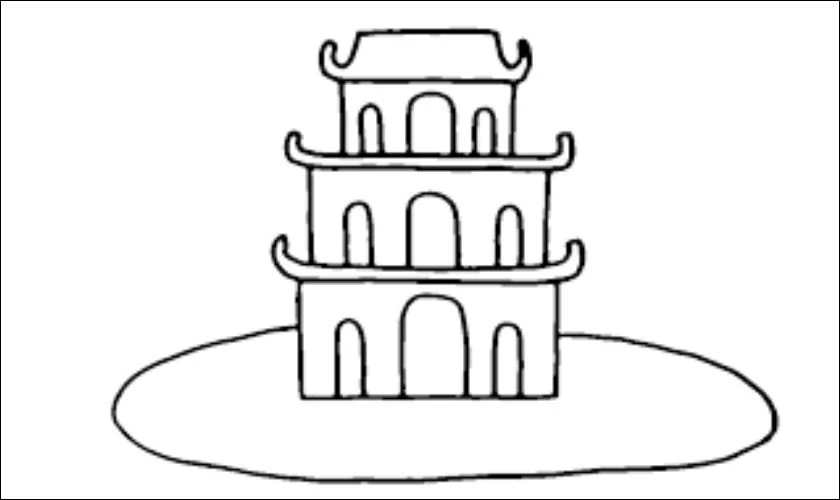 Tranh tô màu 30/4 1/5 Hồ Gươm cho trẻ mầm non