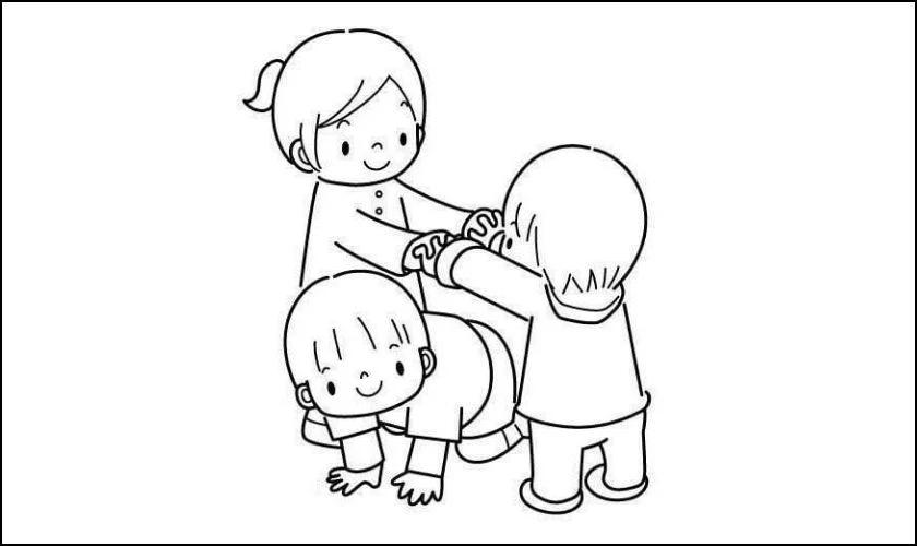 Tranh tô màu cho bé chủ đề bạn bè mới