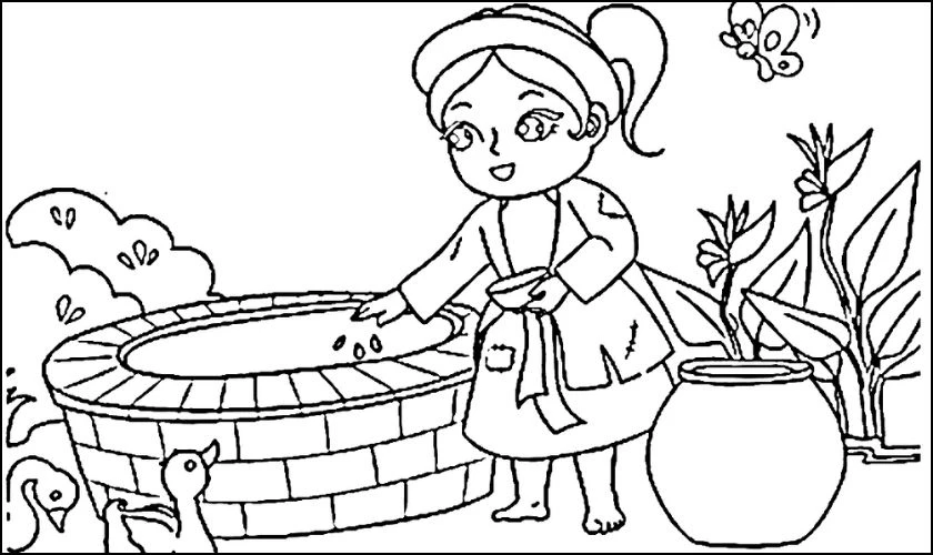 Tranh tô màu cho bé chủ đề nhân vật cổ tích Việt