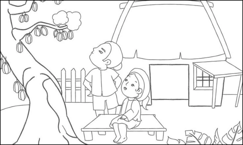 Tranh tô màu cho bé chủ đề nhân vật cổ tích cũ