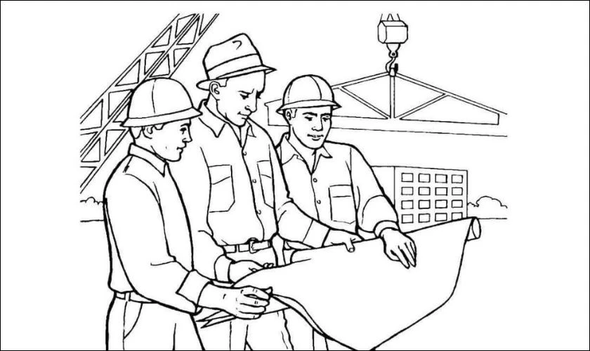 Tranh tô màu ngày Quốc tế Thiếu nhi 1/6 về nghề nghiệp kỹ sư