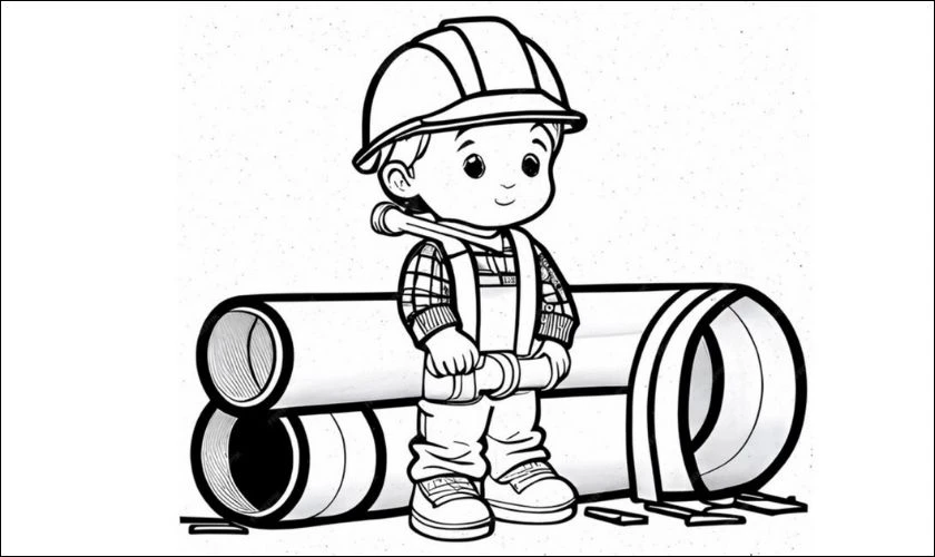 Tranh tô màu ngày Quốc tế Thiếu nhi 1/6 về ước mơ thợ sửa