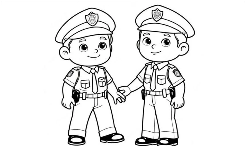 Tranh tô màu ngày Quốc tế Thiếu nhi 1/6 về ước mơ cảnh sát