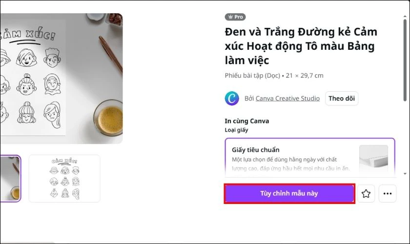 Nhấn tiếp vào ô Tùy chỉnh mẫu này