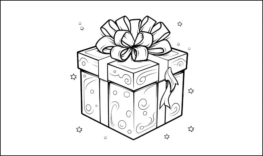 Tranh tô màu Noel cho bé chủ đề hộp quà đẹp