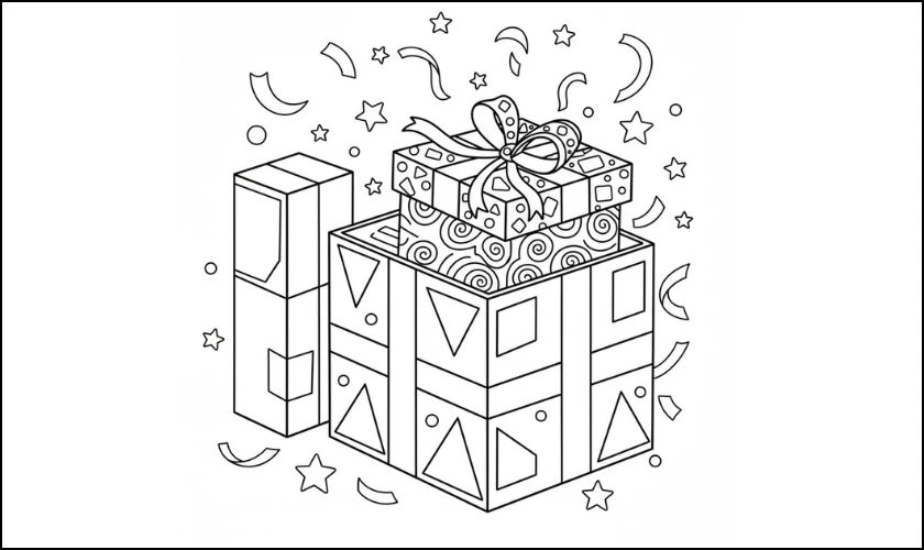 Tranh tô màu Noel cho bé chủ đề hộp quà mới