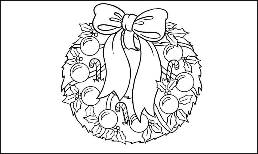 Tranh tô màu giáng sinh chủ đề vòng nguyệt quế