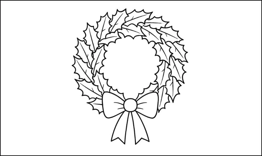 Tranh tô màu giáng sinh chủ đề vòng nguyệt quế đơn giản