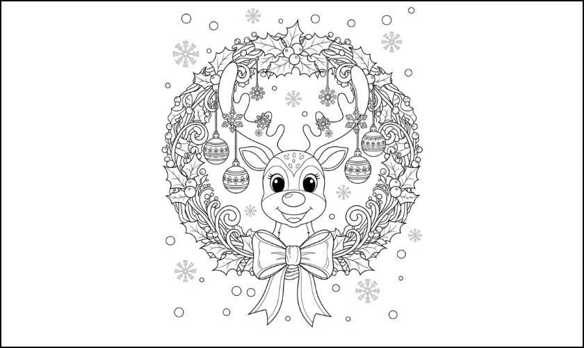 Tranh tô màu giáng sinh chủ đề vòng nguyệt quế đẹp