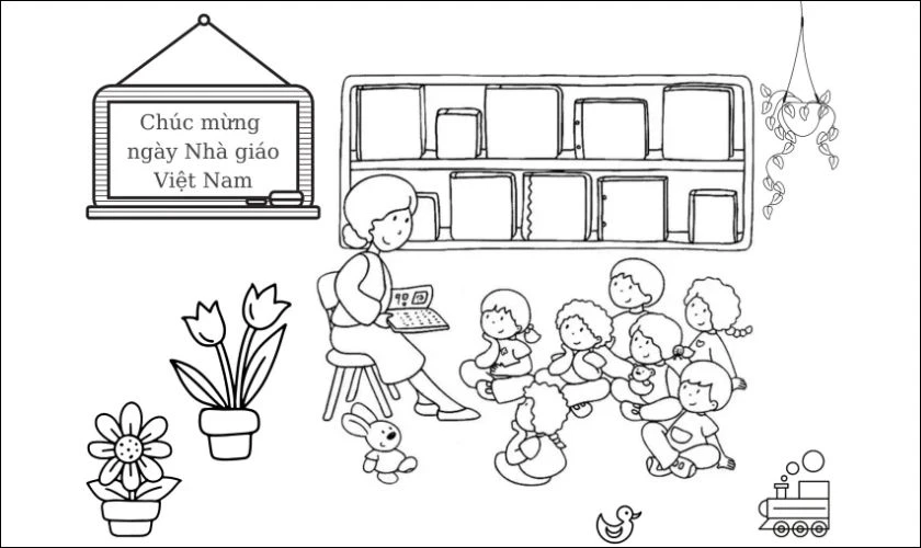 Tranh tô màu 20/11 cho trẻ mầm non