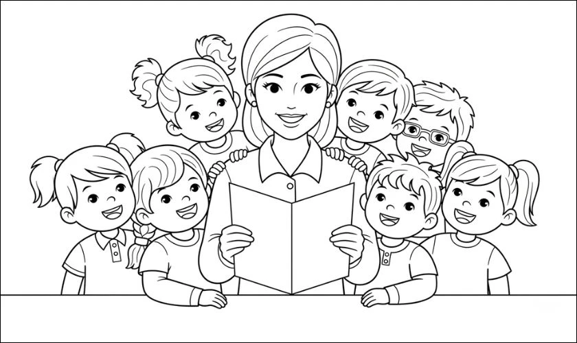 Tranh tô màu 20/11 đơn giản cho các bé