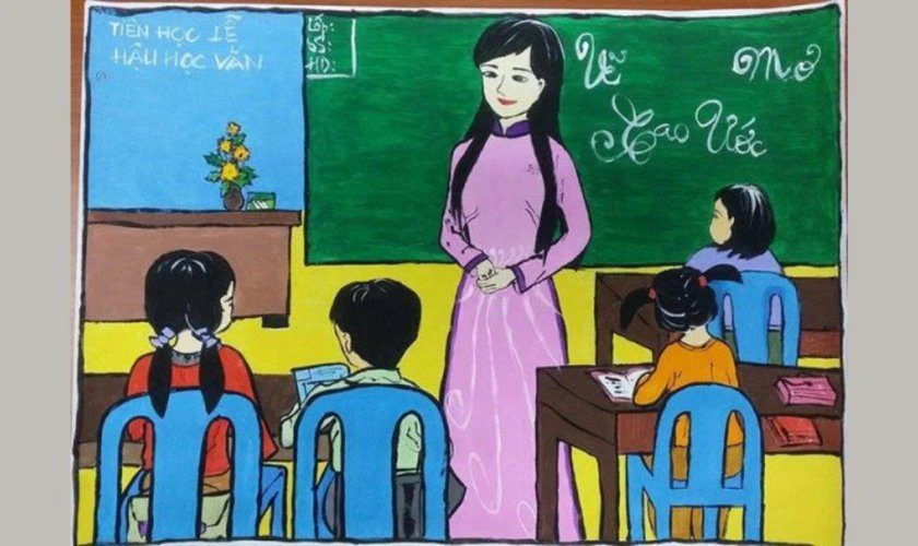 Vẽ tranh 20/11 trên giấy A3