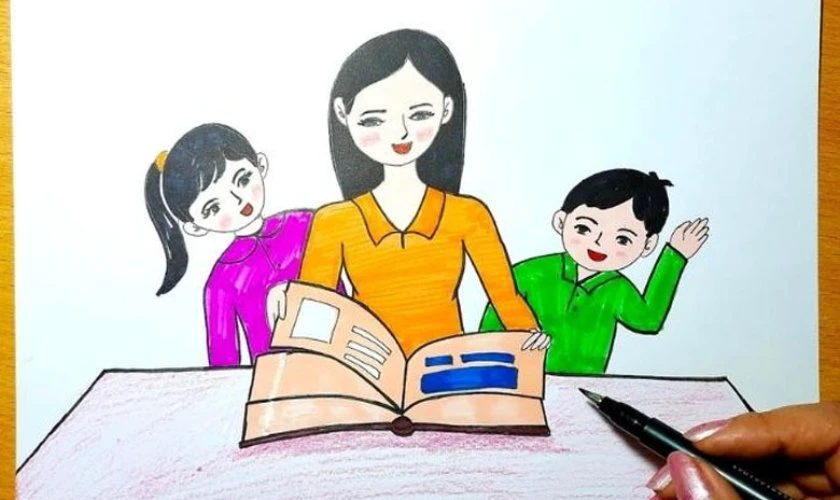 Vẽ tranh 20/11 trên giấy A4