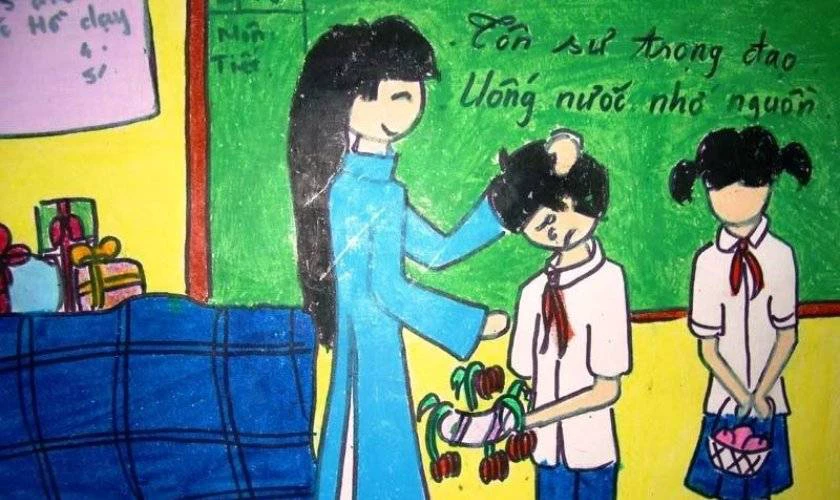 Vẽ tranh 20/11 lớp 8 cực đẹp