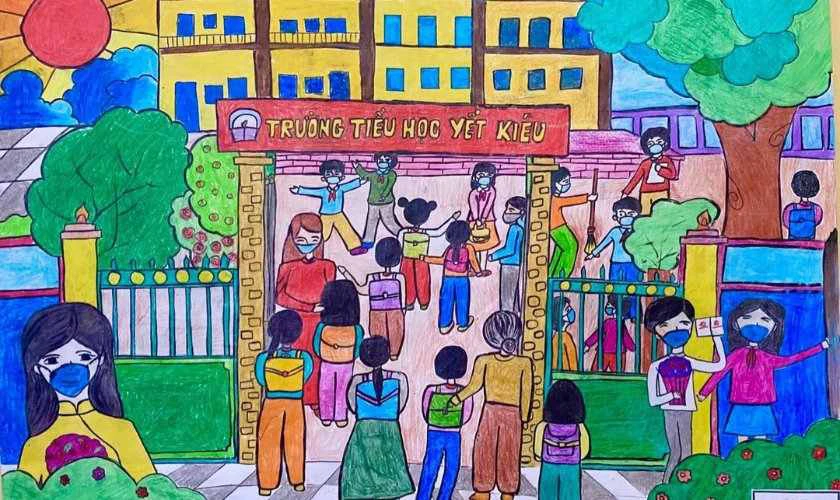 Các em tới trường vui vẻ