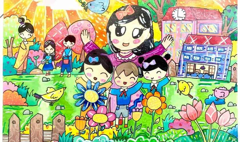 Mẫu tranh vẽ 20/11 lớp 9 mới lạ