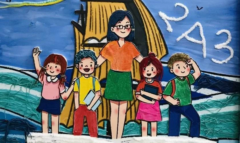 Tranh người lái đò 20/11 nhiều ý nghĩa