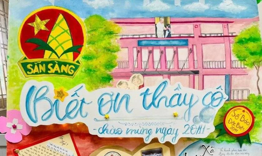 Báo tường chủ đề biết ơn thầy cô