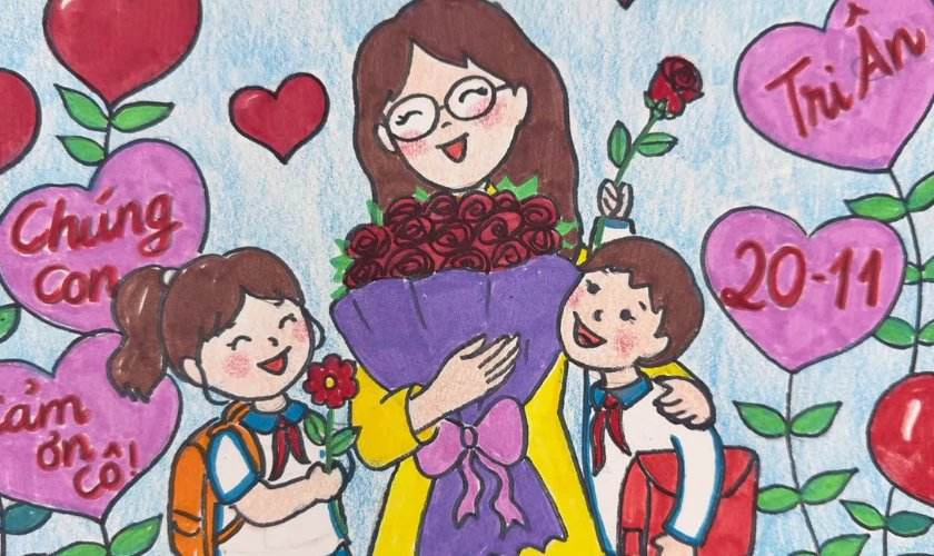 Cách vẽ tranh 20/11 đơn giản mà đẹp 2025