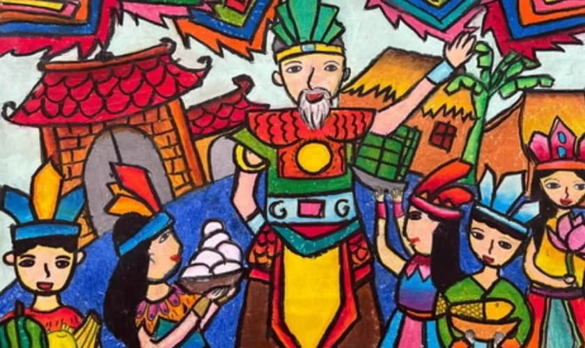 Tranh vẽ Giỗ Tổ Hùng Vương