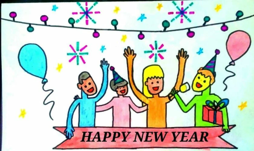 Tranh Tết chủ đề chúc mừng năm mới