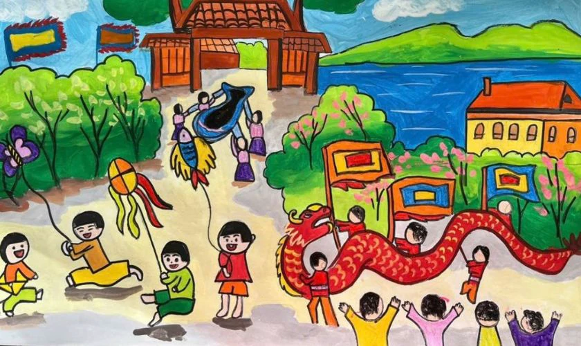 Tranh Tết 2026 chủ đề lễ hội mùa xuân