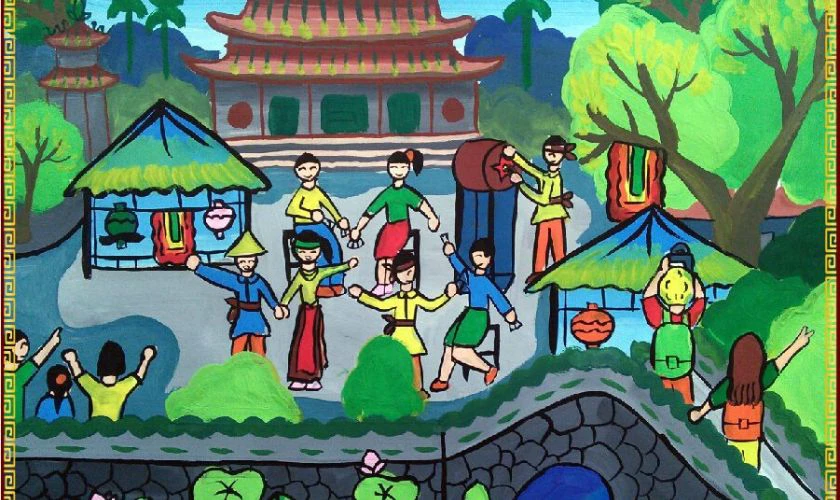 Tranh Tết chủ đề phong cảnh, địa danh