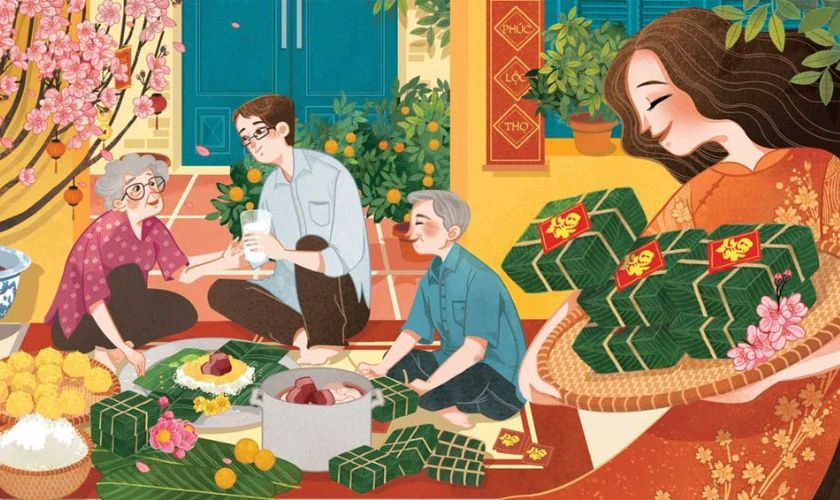 Tranh Tết 2026 đơn giản, đẹp, đoạt giải cao