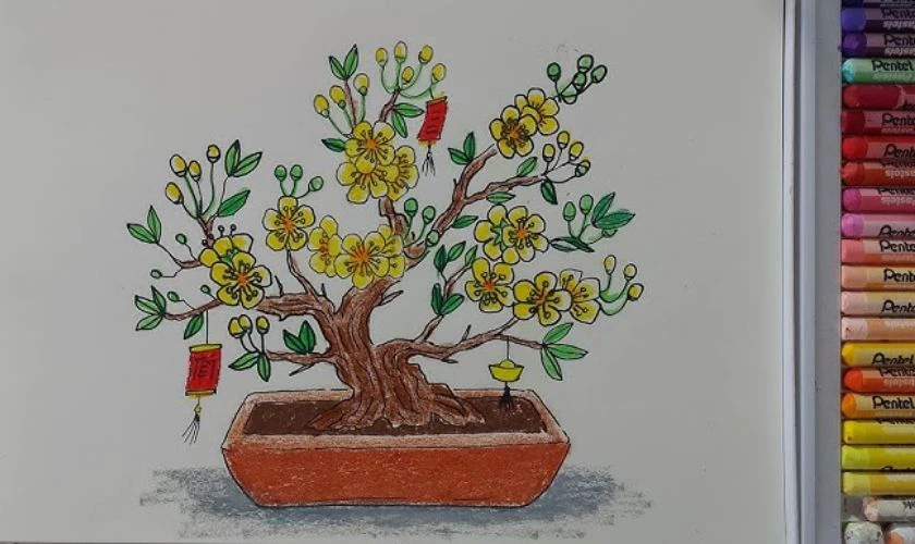 Tranh vẽ ngày Tết về hoa mai