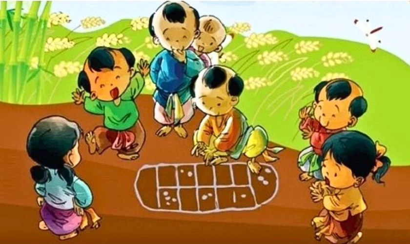 Tranh vẽ ngày Tết 2026 chủ đề trò chơi dân gian