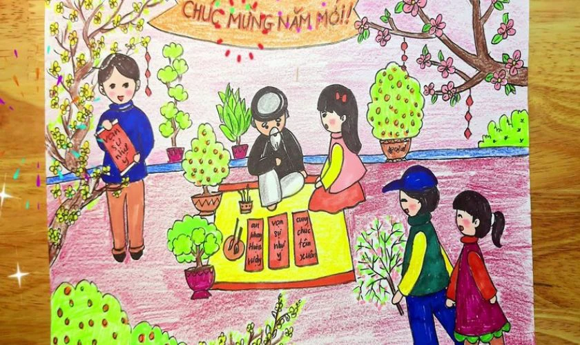 Khai chữ đầu xuân với ông đồ