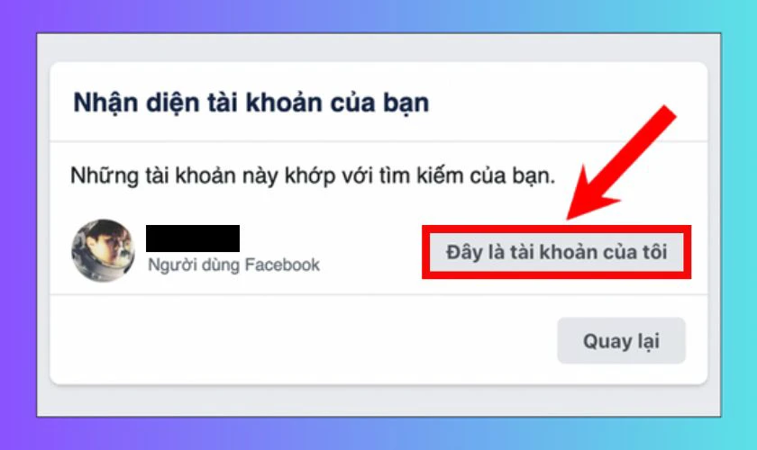 Hãy nhấn vào Đây là tài khoản của tôi