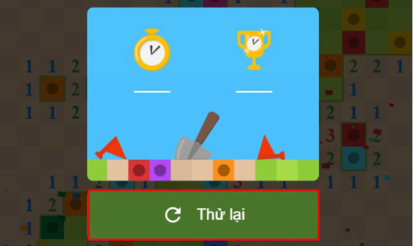 Nhấp nút Thử lại để chơi tiếp