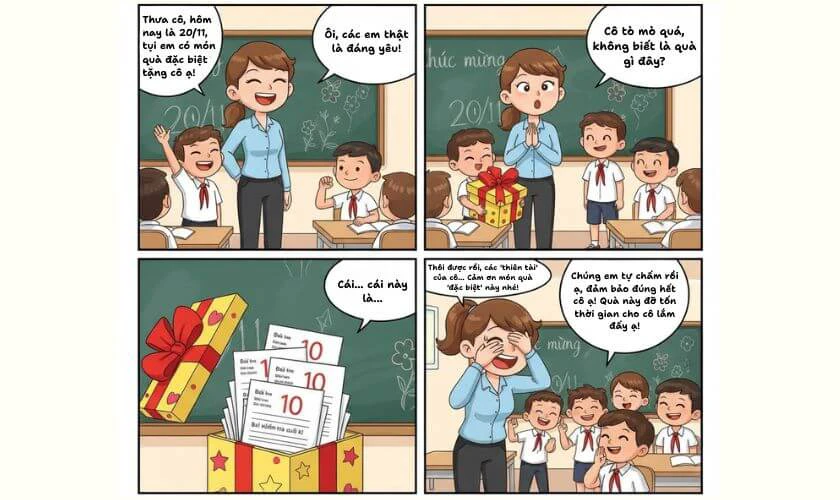 Truyện tranh cô giáo và các em học sinh