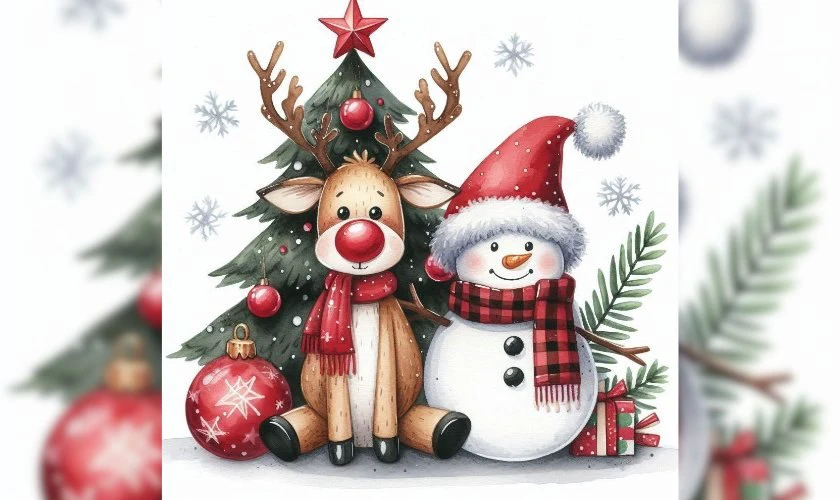 Ảnh tuần lộc Giáng sinh và người tuyết dễ thương