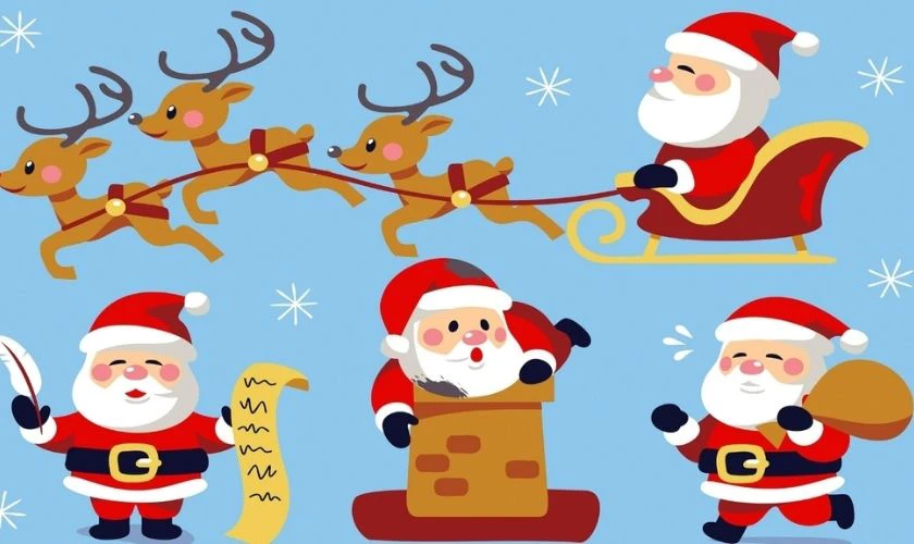 Tuần lộc và ông già Noel phát quà Giáng sinh