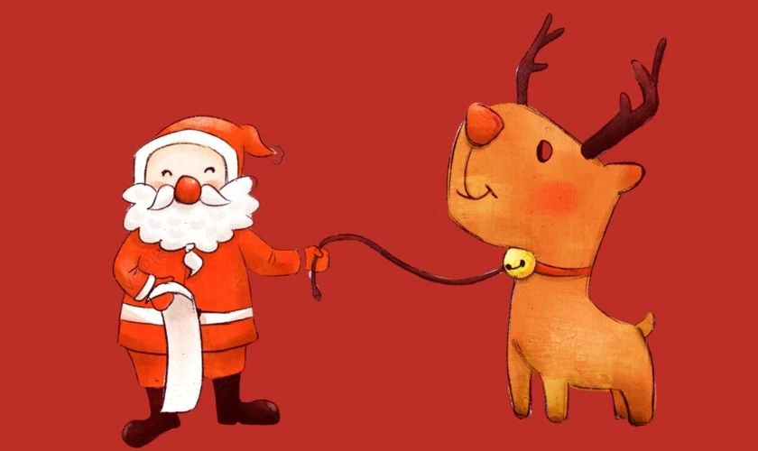 Tuần lộc và ông già Noel họa hình