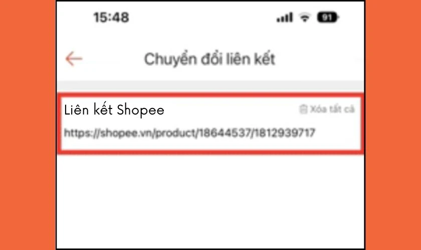 Dán link sản phẩm vào khung Liên kết Shopee